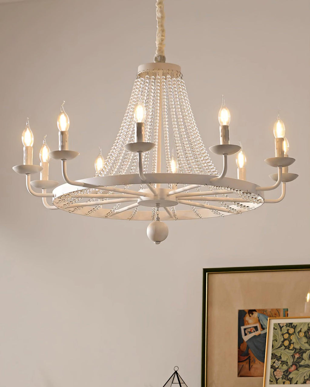 Naples Chandelier Crystal Bead Rustic White Gray Regal