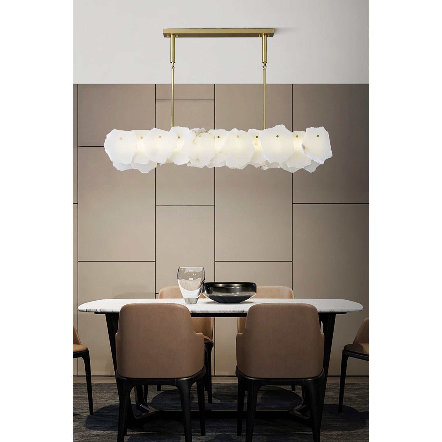 Catala Modern Minimalist Brass Alabaster Chandelier
