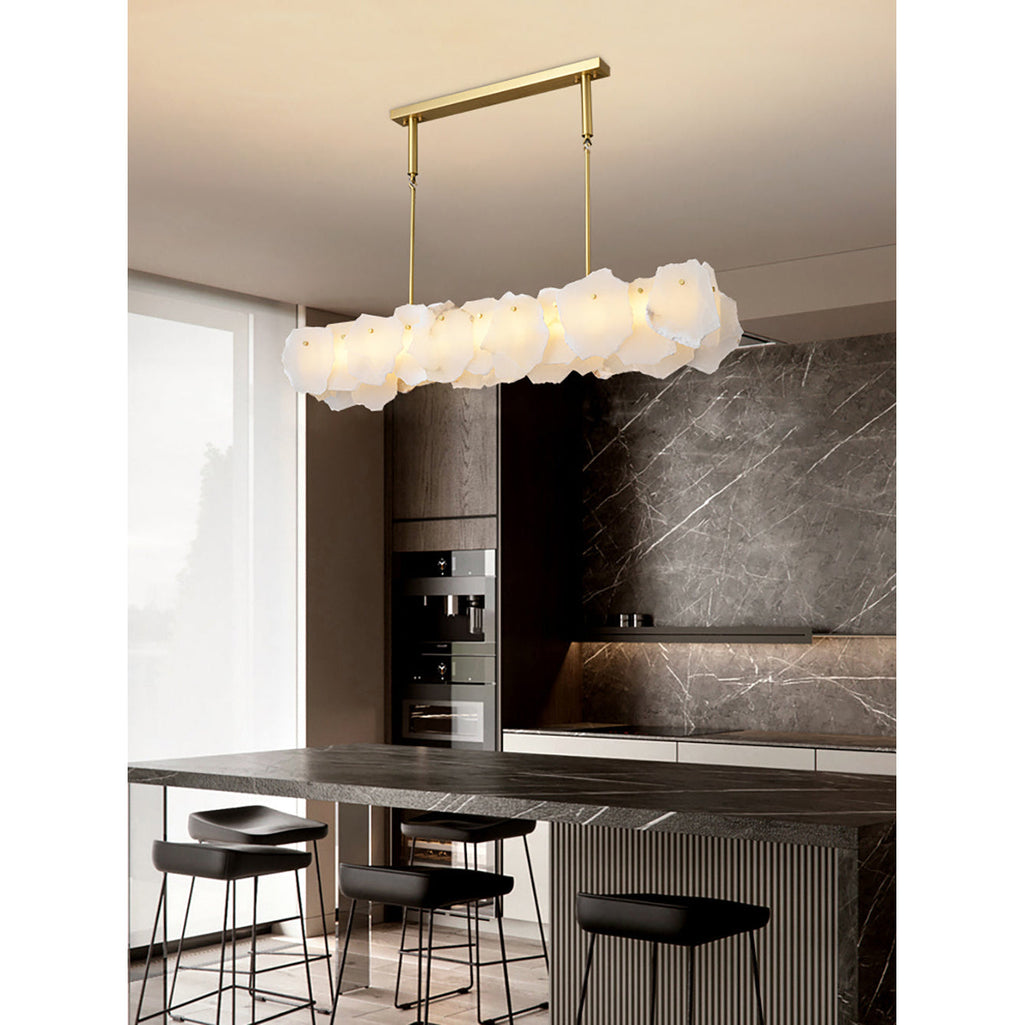 Catala Modern Minimalist Brass Alabaster Chandelier
