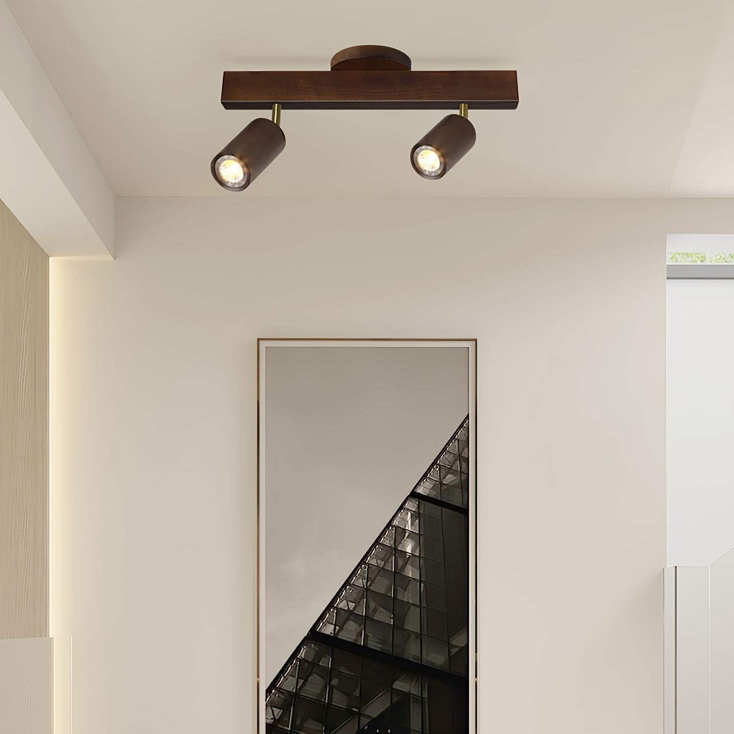 Solara Ceiling Lamp Natural Wood Beam with Spotlight - image 3
