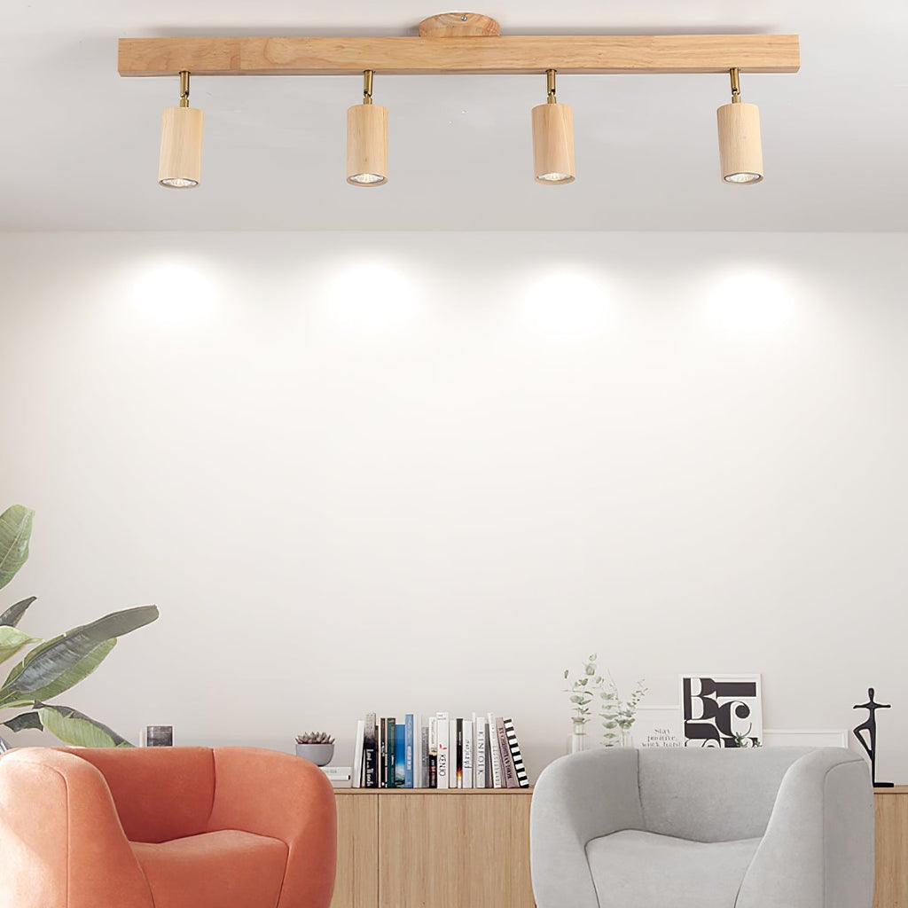Solara Ceiling Lamp Natural Wood Beam with Spotlight - image 45