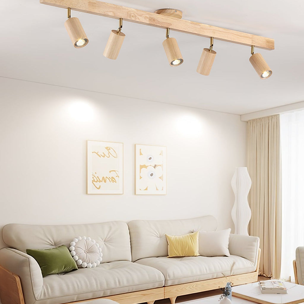 Solara Ceiling Lamp Natural Wood Beam with Spotlight - image 44