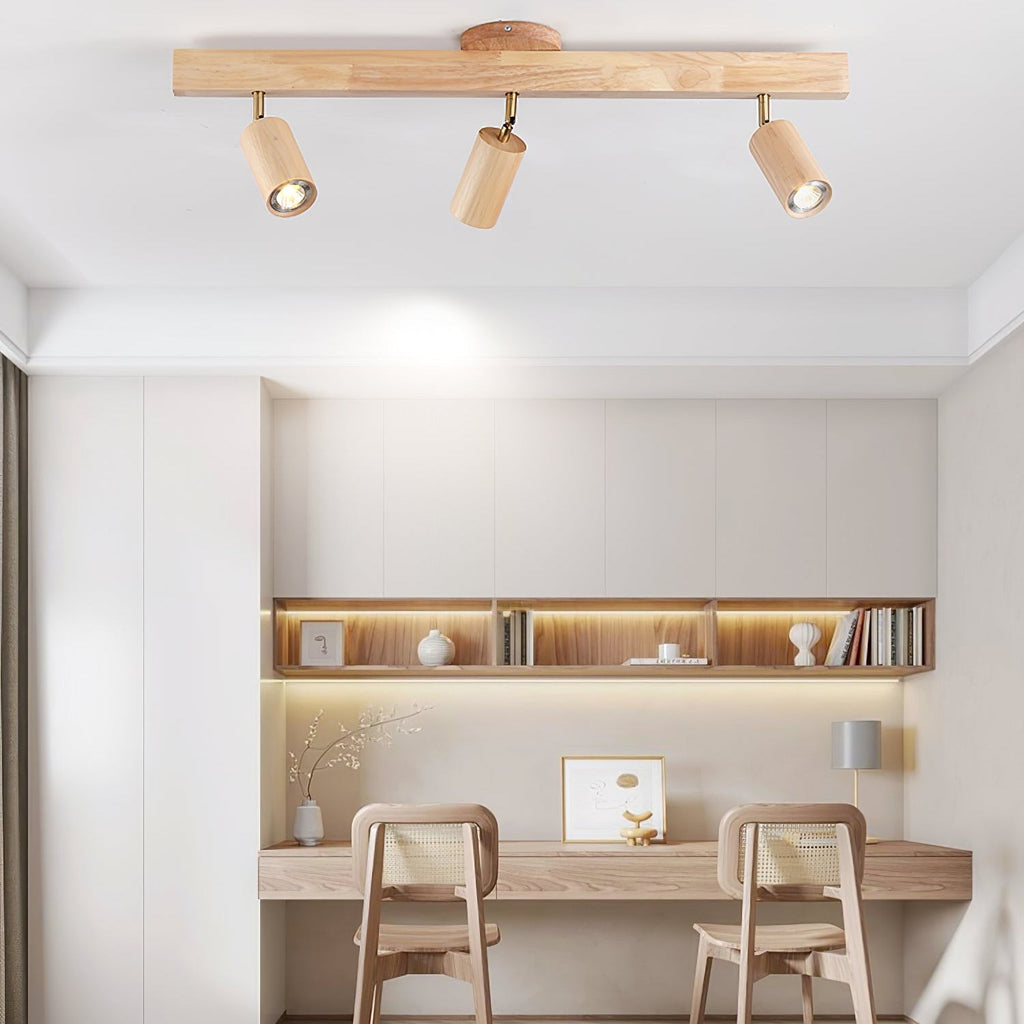 Solara Ceiling Lamp Natural Wood Beam with Spotlight - image 46