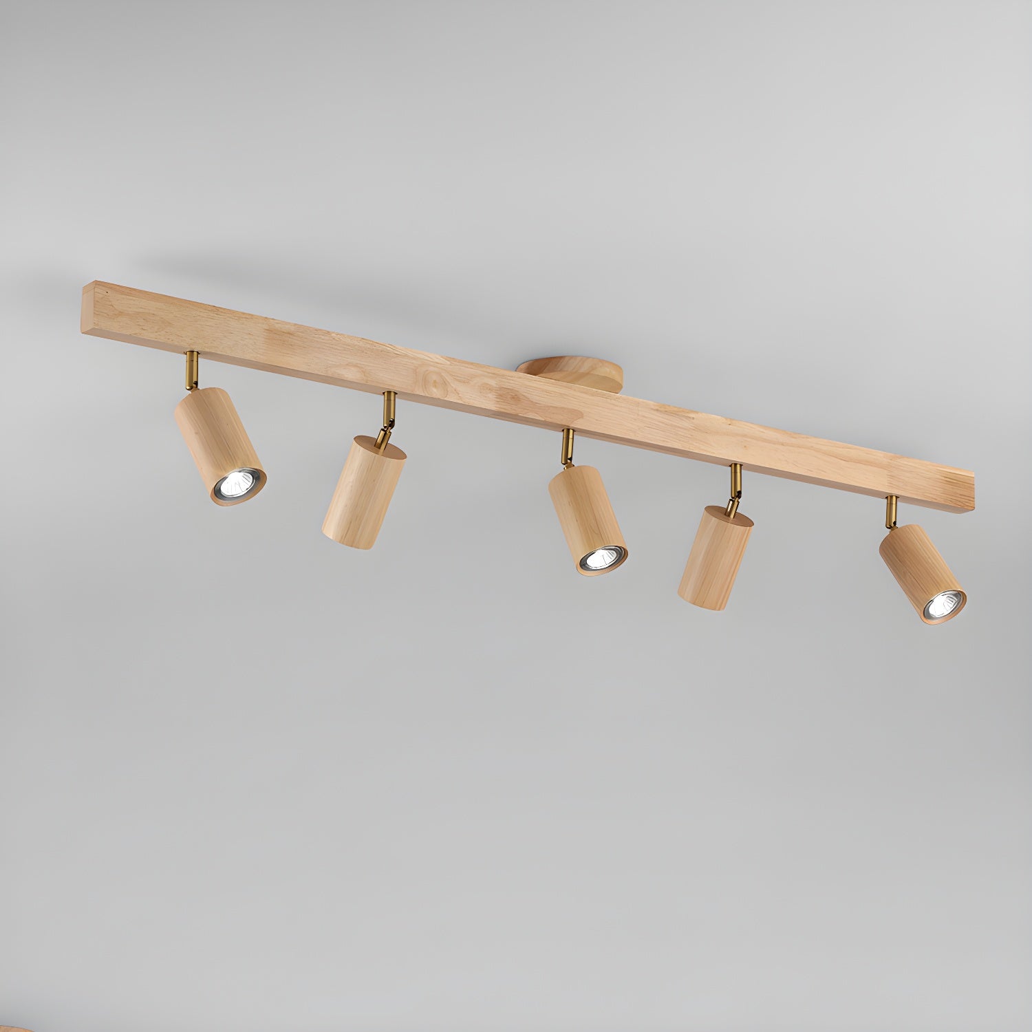 Solara Ceiling Lamp Natural Wood Beam with Spotlight - image 14
