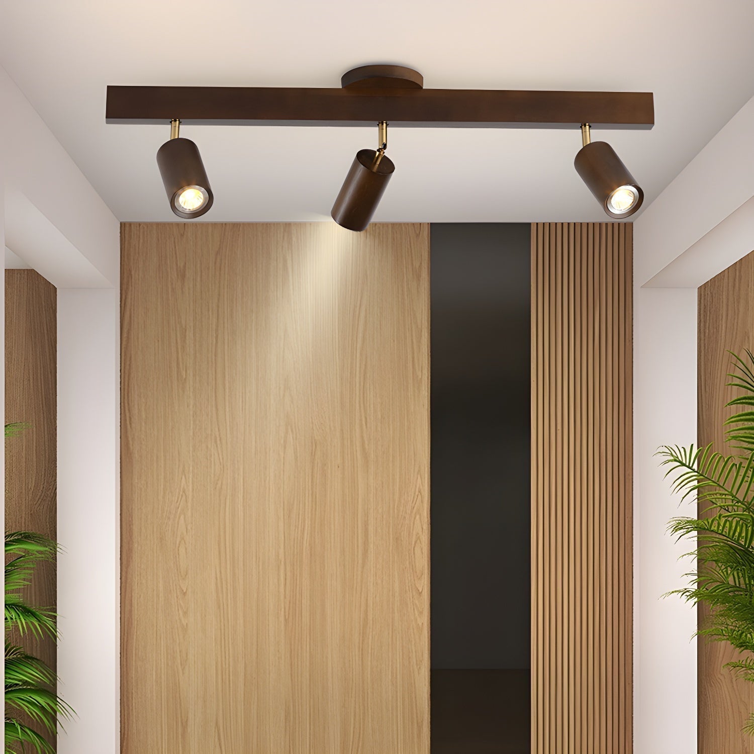 Solara Ceiling Lamp Natural Wood Beam with Spotlight - image 12