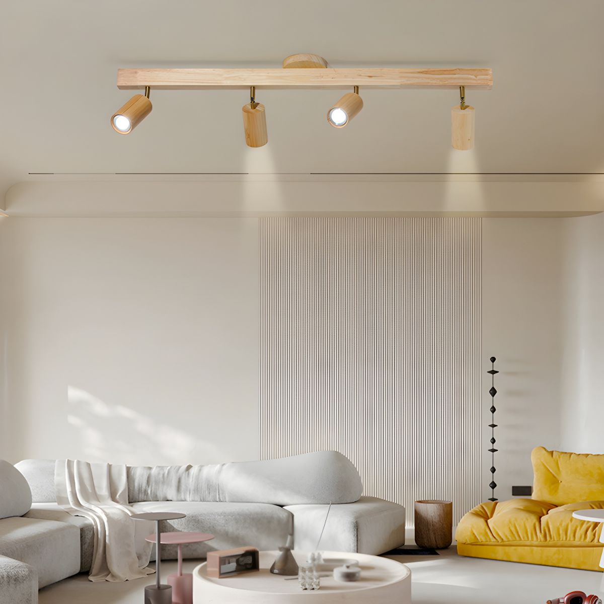 Solara Ceiling Lamp Natural Wood Beam with Spotlight - image 43