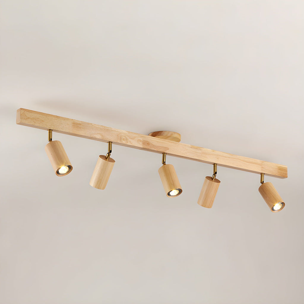 Solara Ceiling Lamp Natural Wood Beam with Spotlight - image 7