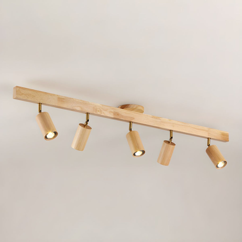 Solara Ceiling Lamp Natural Wood Beam with Spotlight - image 8