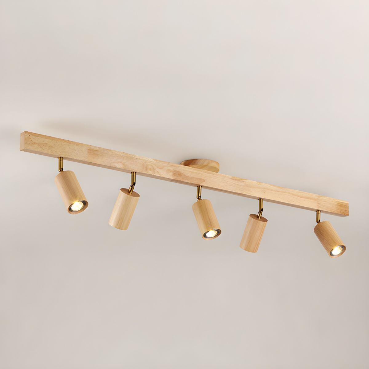 Solara Ceiling Lamp Natural Wood Beam with Spotlight - image 8