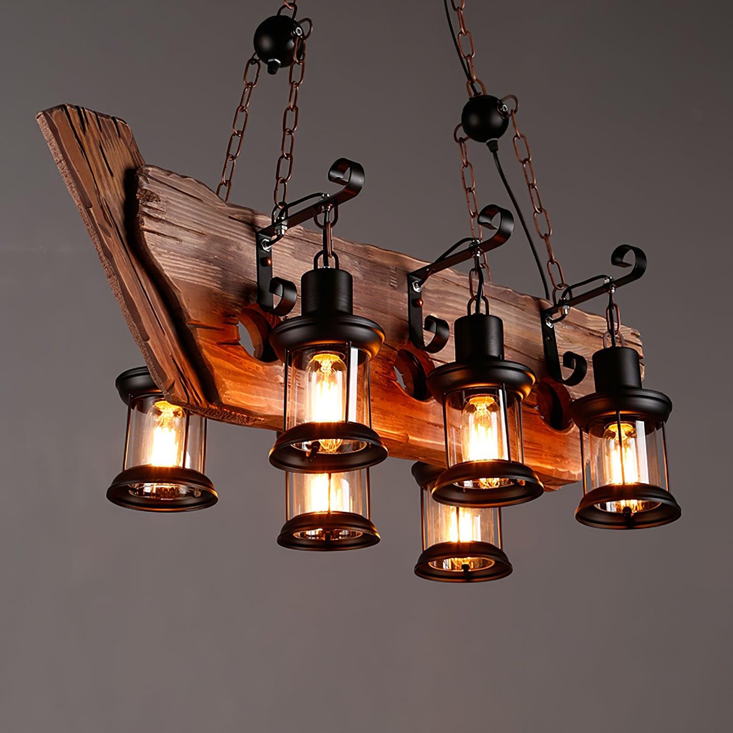 Aurzorir Vintage Wood Chandelier