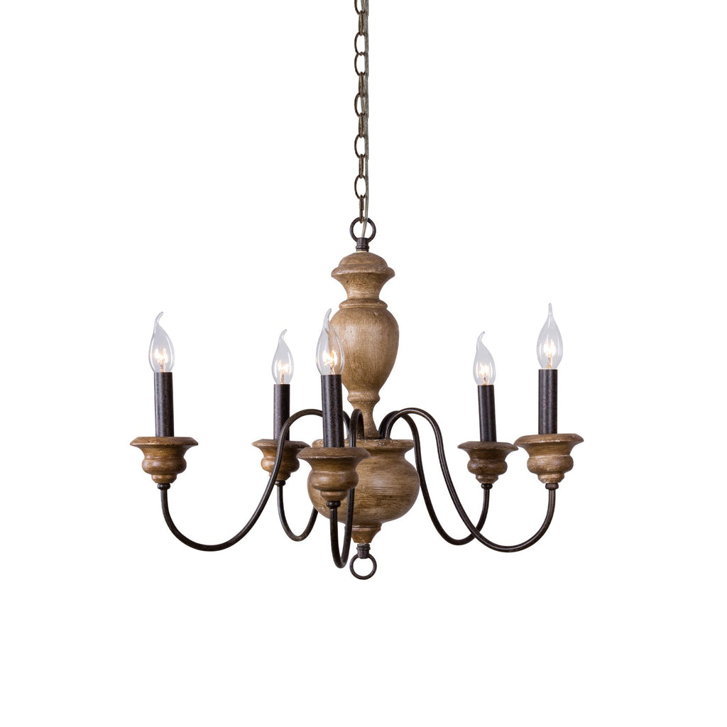 Evvine Vintage Industrial Wood Chandelier