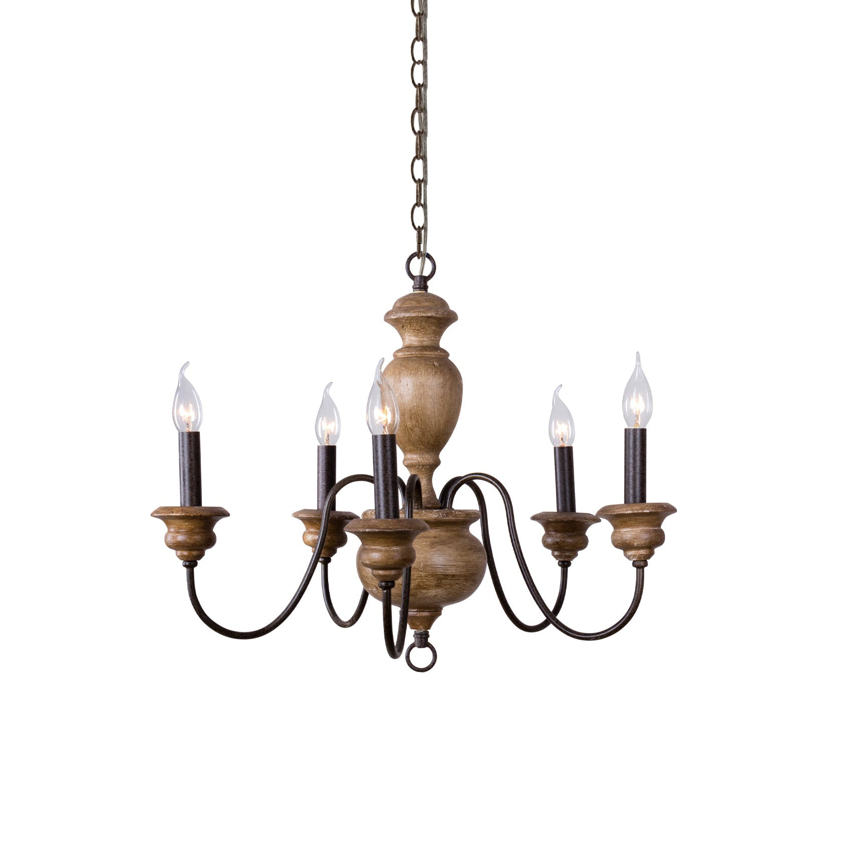 Evvine Vintage Industrial Wood Chandelier