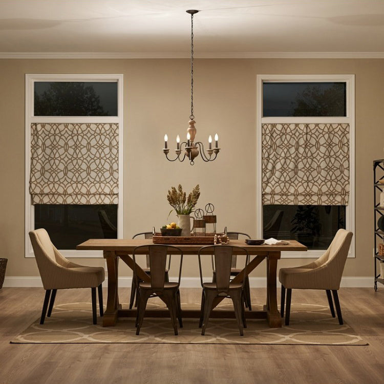 Evvine Vintage Industrial Wood Chandelier