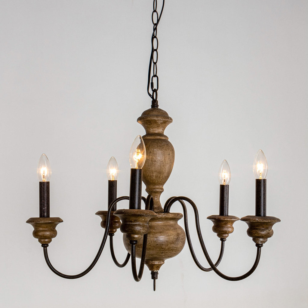 Evvine Vintage Industrial Wood Chandelier