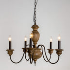 Evvine Vintage Industrial Wood Chandelier