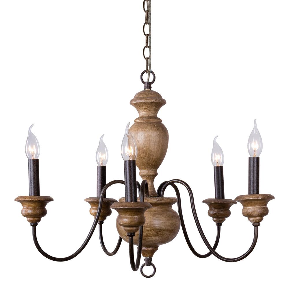 Evvine Vintage Industrial Wood Chandelier
