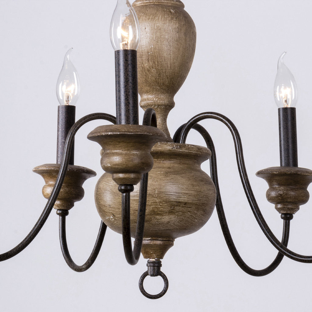 Evvine Vintage Industrial Wood Chandelier