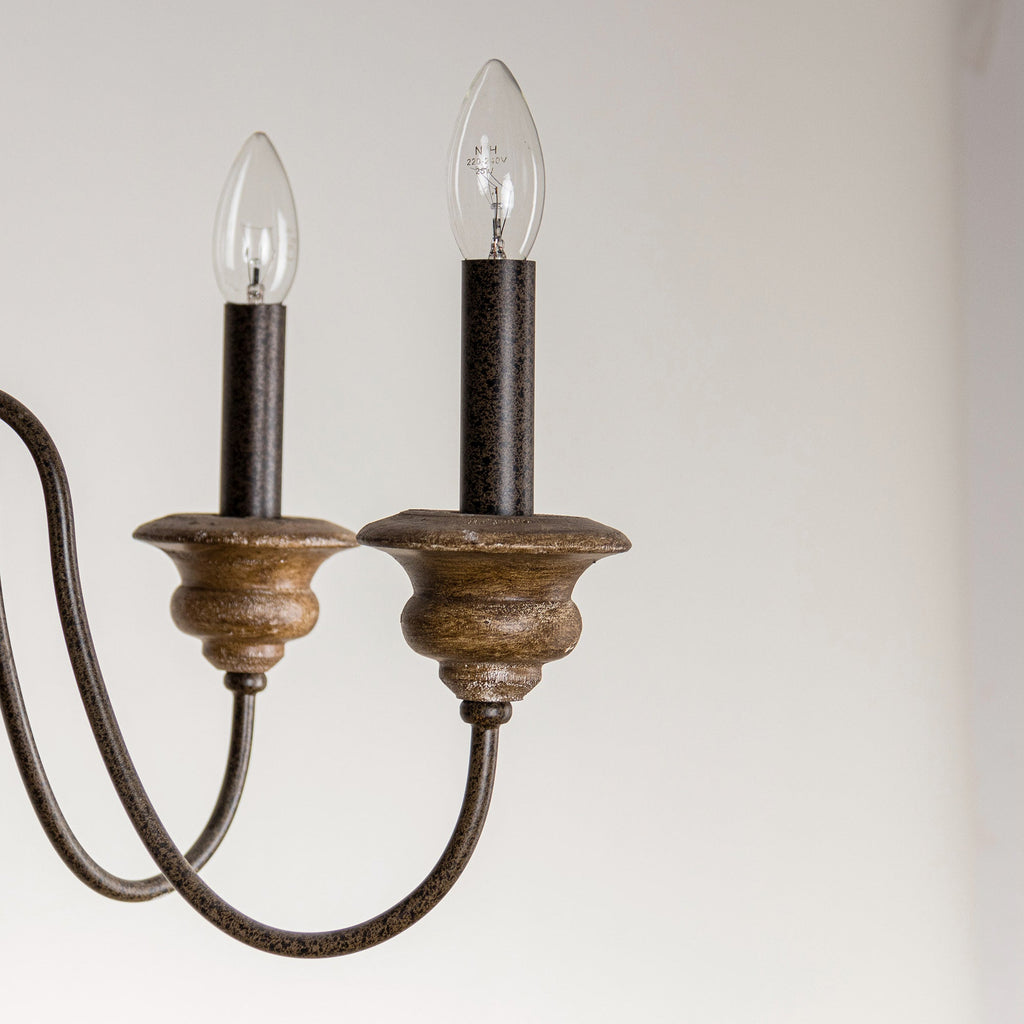 Evvine Vintage Industrial Wood Chandelier