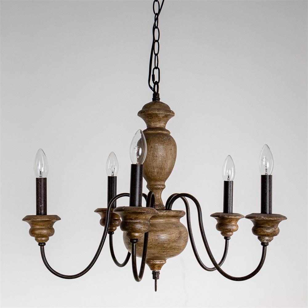 Evvine Vintage Industrial Wood Chandelier
