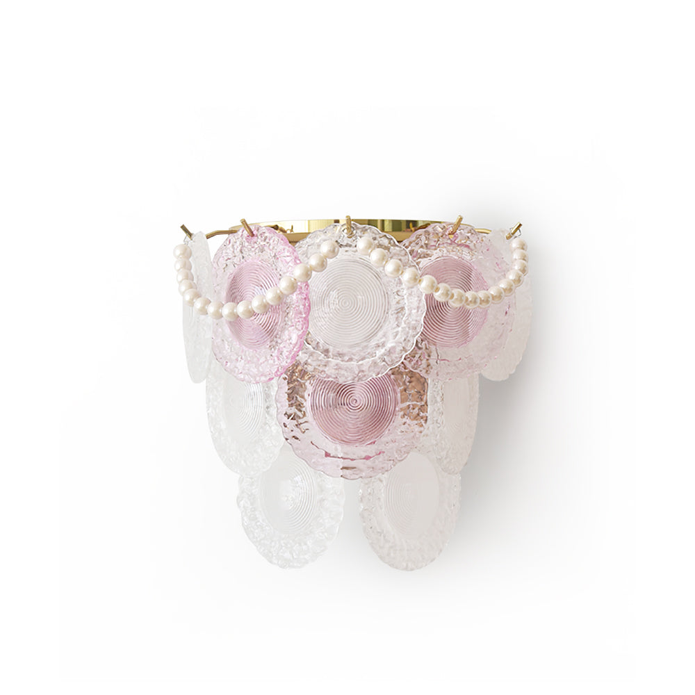 Nenufar Wall Lamp Pink And Gold Glass For Bedroom Ambiance