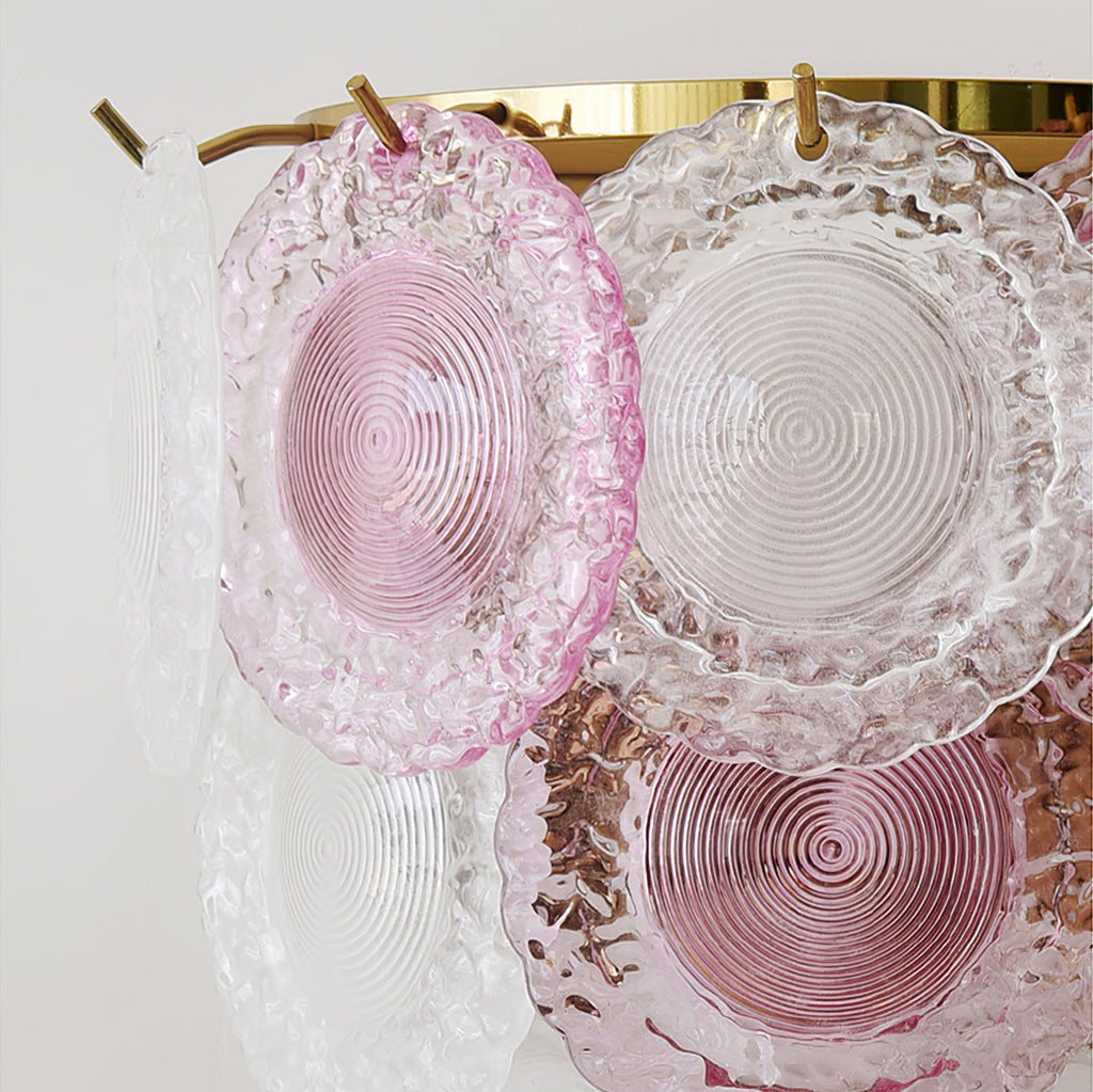 Nenufar Wall Lamp Pink And Gold Glass For Bedroom Ambiance