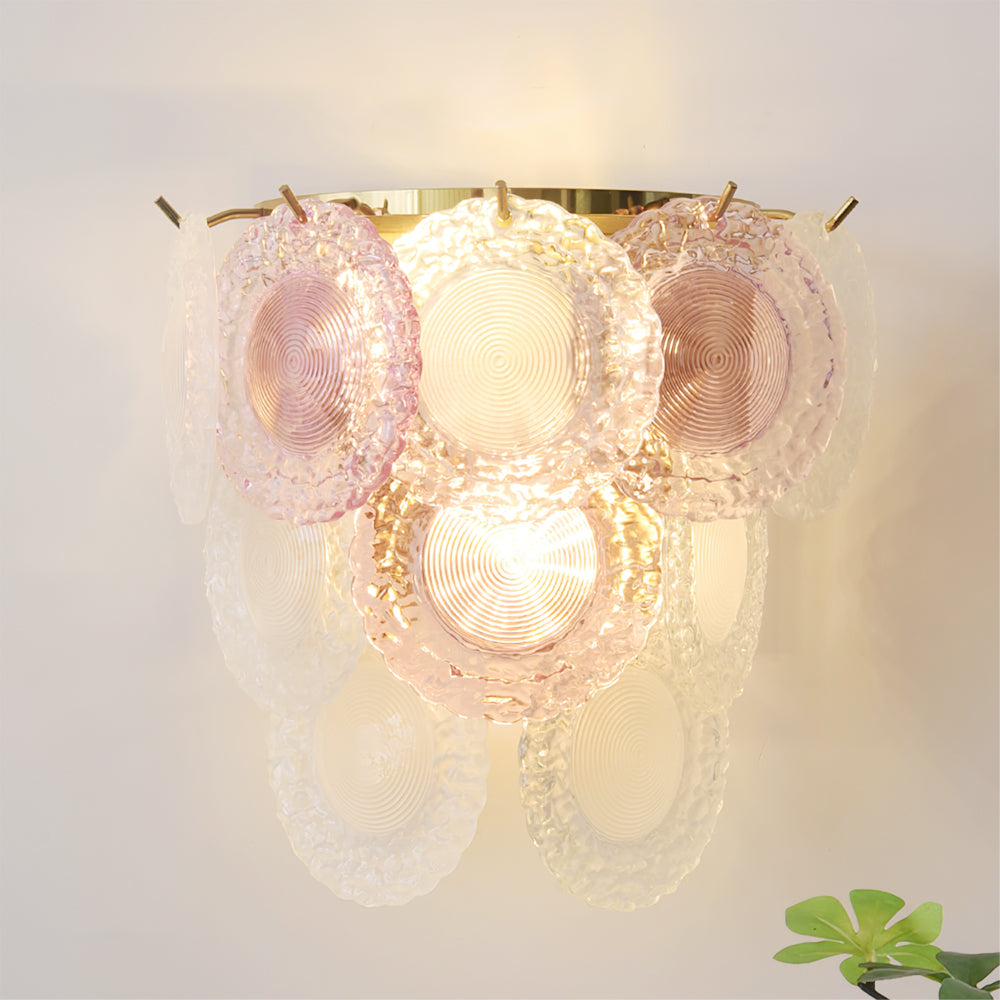 Nenufar Wall Lamp Pink And Gold Glass For Bedroom Ambiance
