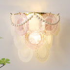 Nenufar Wall Lamp Pink And Gold Glass For Bedroom Ambiance