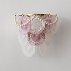 Nenufar Wall Lamp Pink And Gold Glass For Bedroom Ambiance