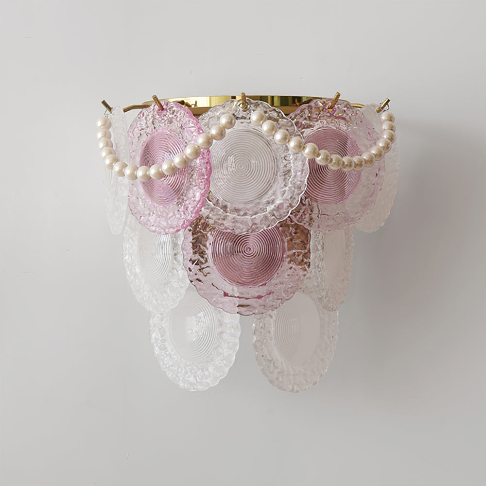 Nenufar Wall Lamp Pink And Gold Glass For Bedroom Ambiance