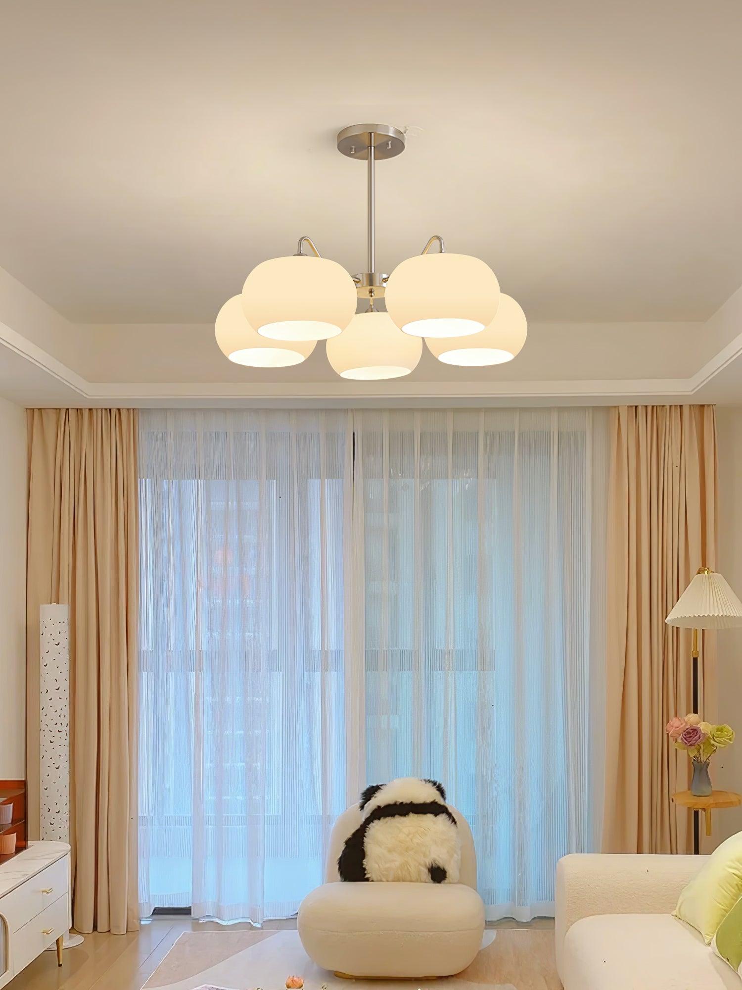 Aurora Chandelier White Glass Persimmon Shape