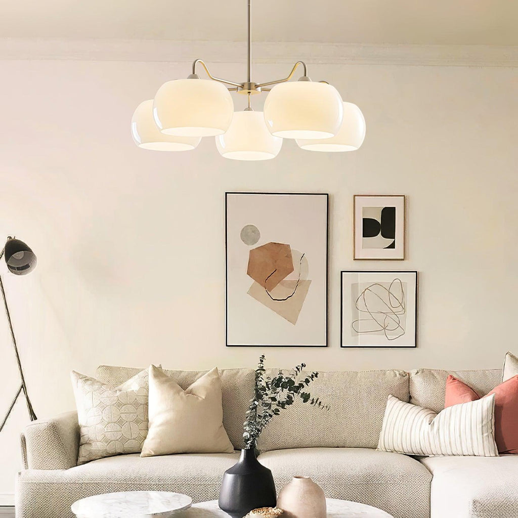 Aurora Chandelier White Glass Persimmon Shape