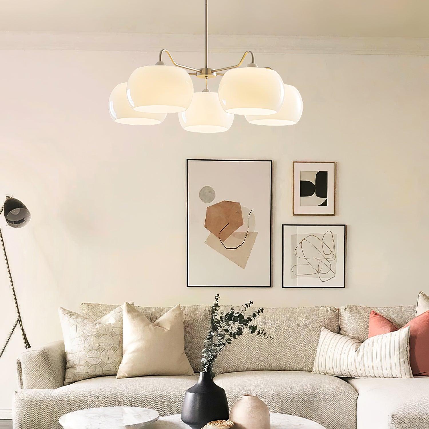 Aurora Chandelier White Glass Persimmon Shape