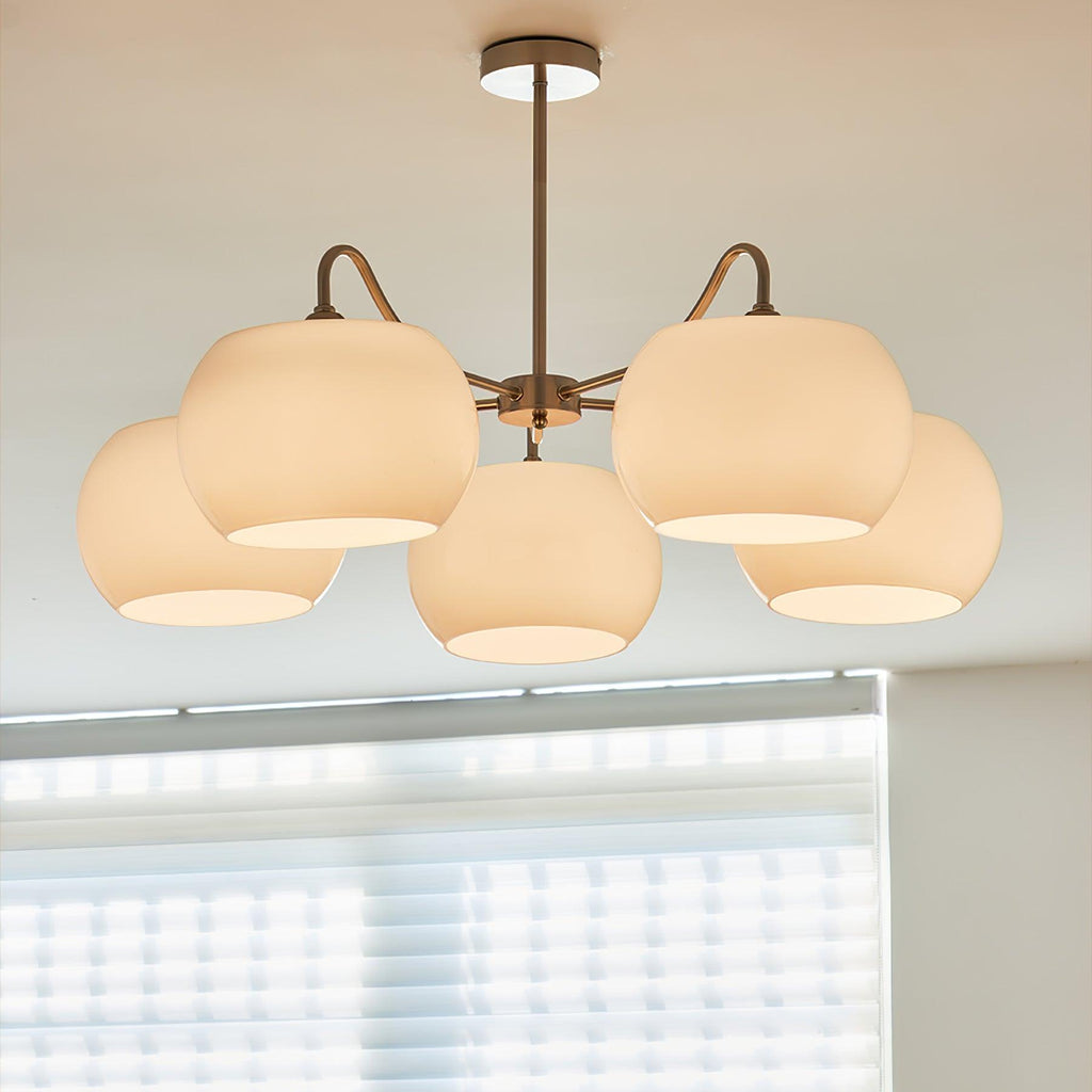 Aurora Chandelier White Glass Persimmon Shape