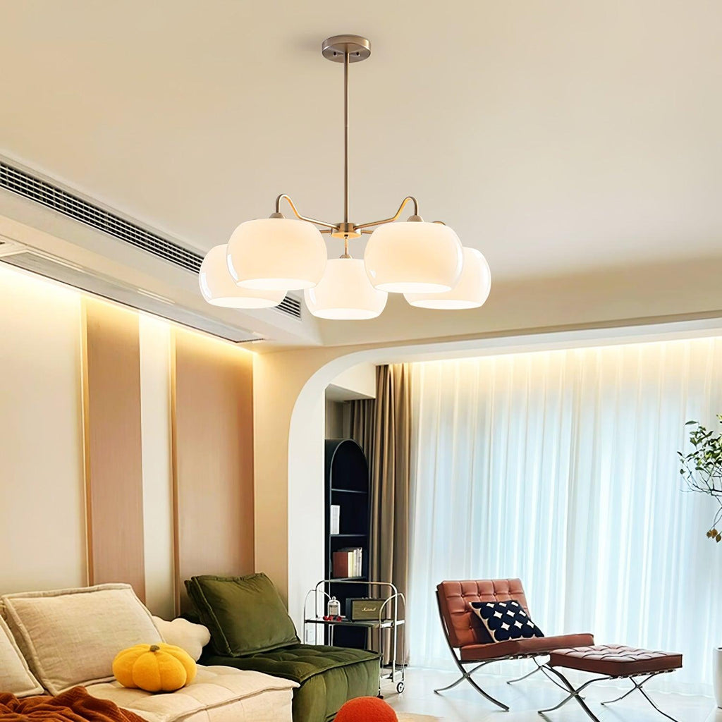 Aurora Chandelier White Glass Persimmon Shape