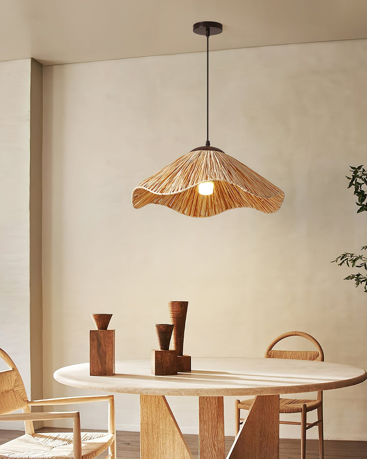 Nikita Pendant Lamp Rattan Organic Wavy