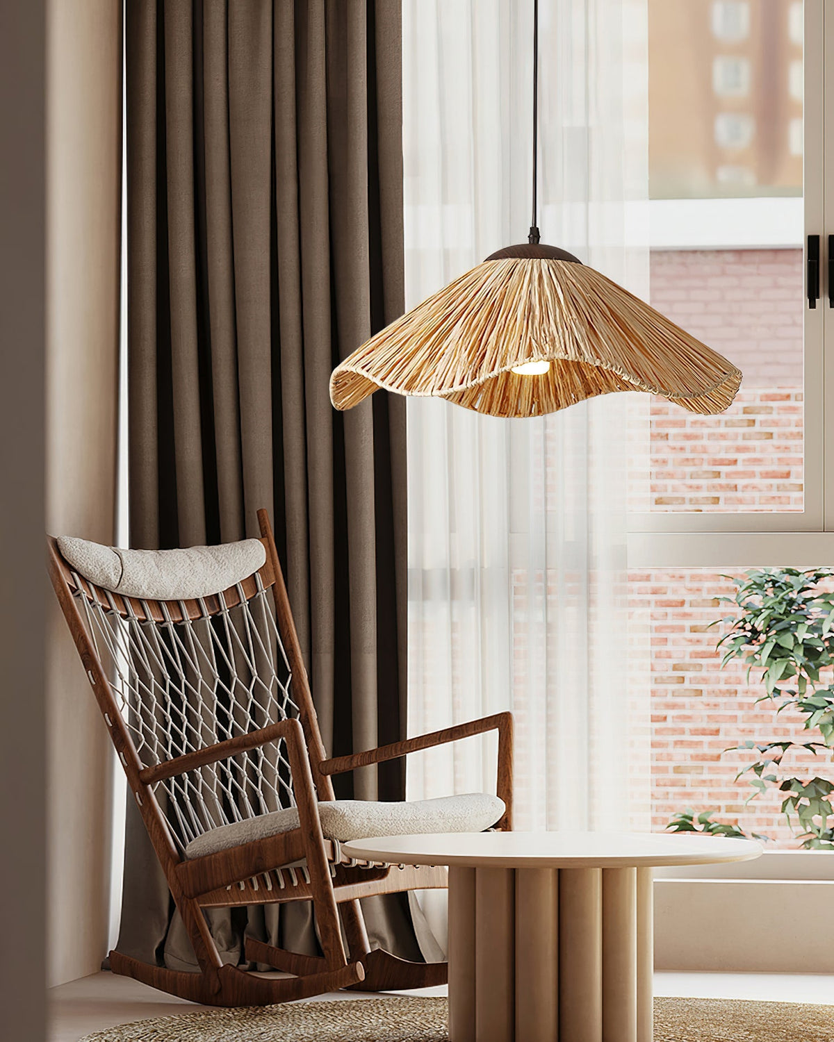 Nikita Pendant Lamp Rattan Organic Wavy