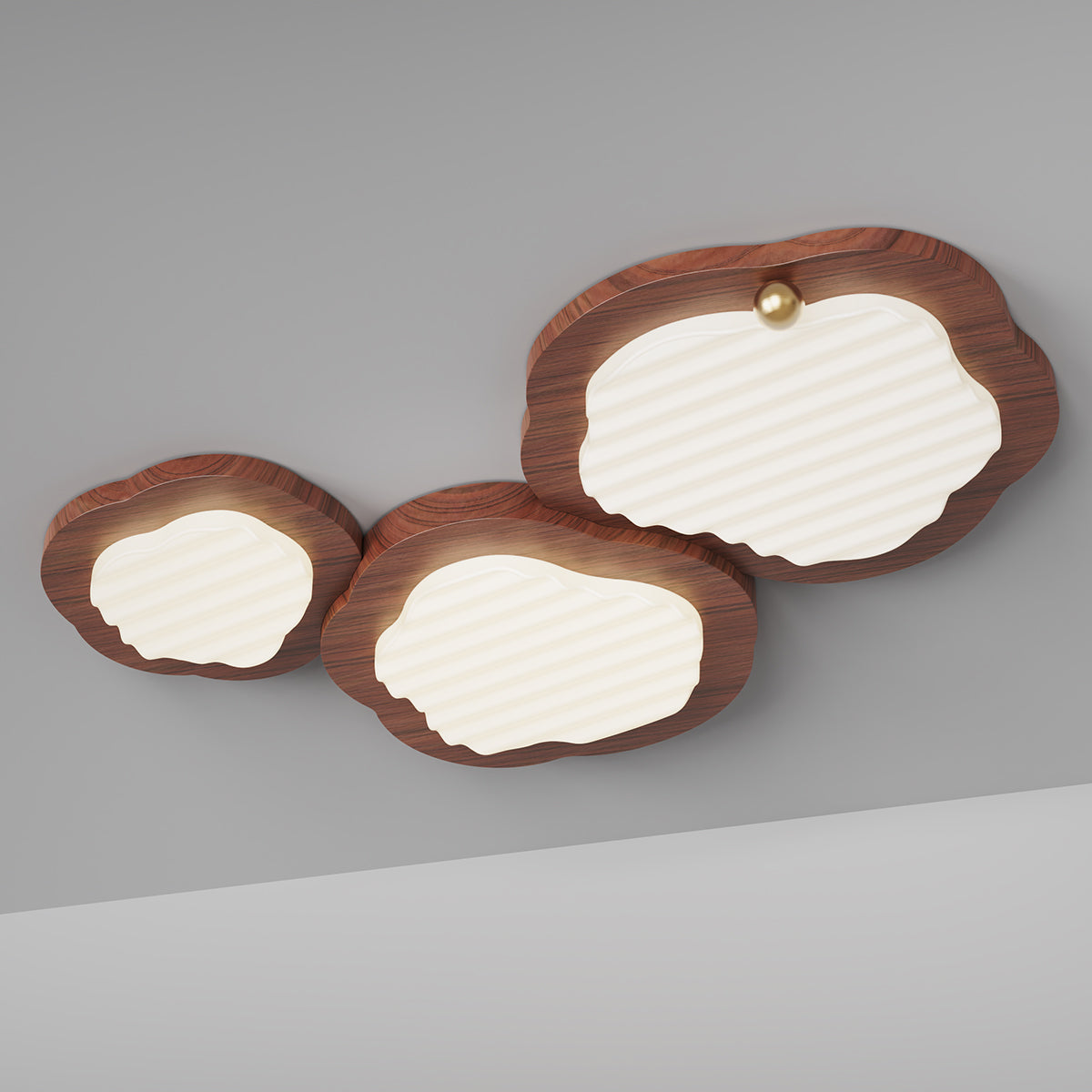 Niseko Ceiling Lamp Wood Finish With Cloud-Like