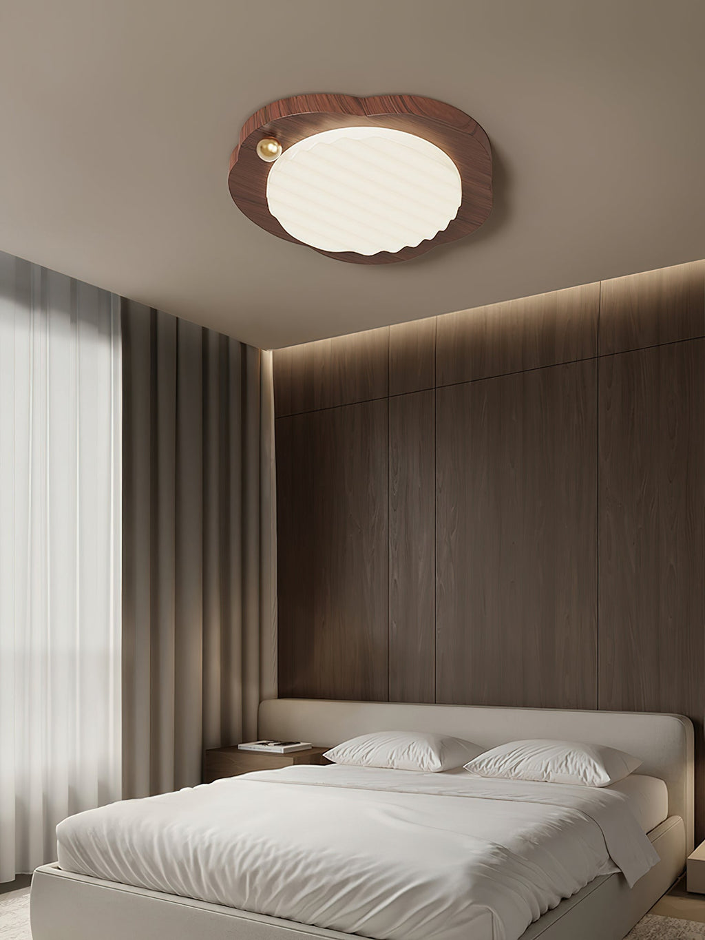 Niseko Ceiling Lamp Wood Finish With Cloud-Like
