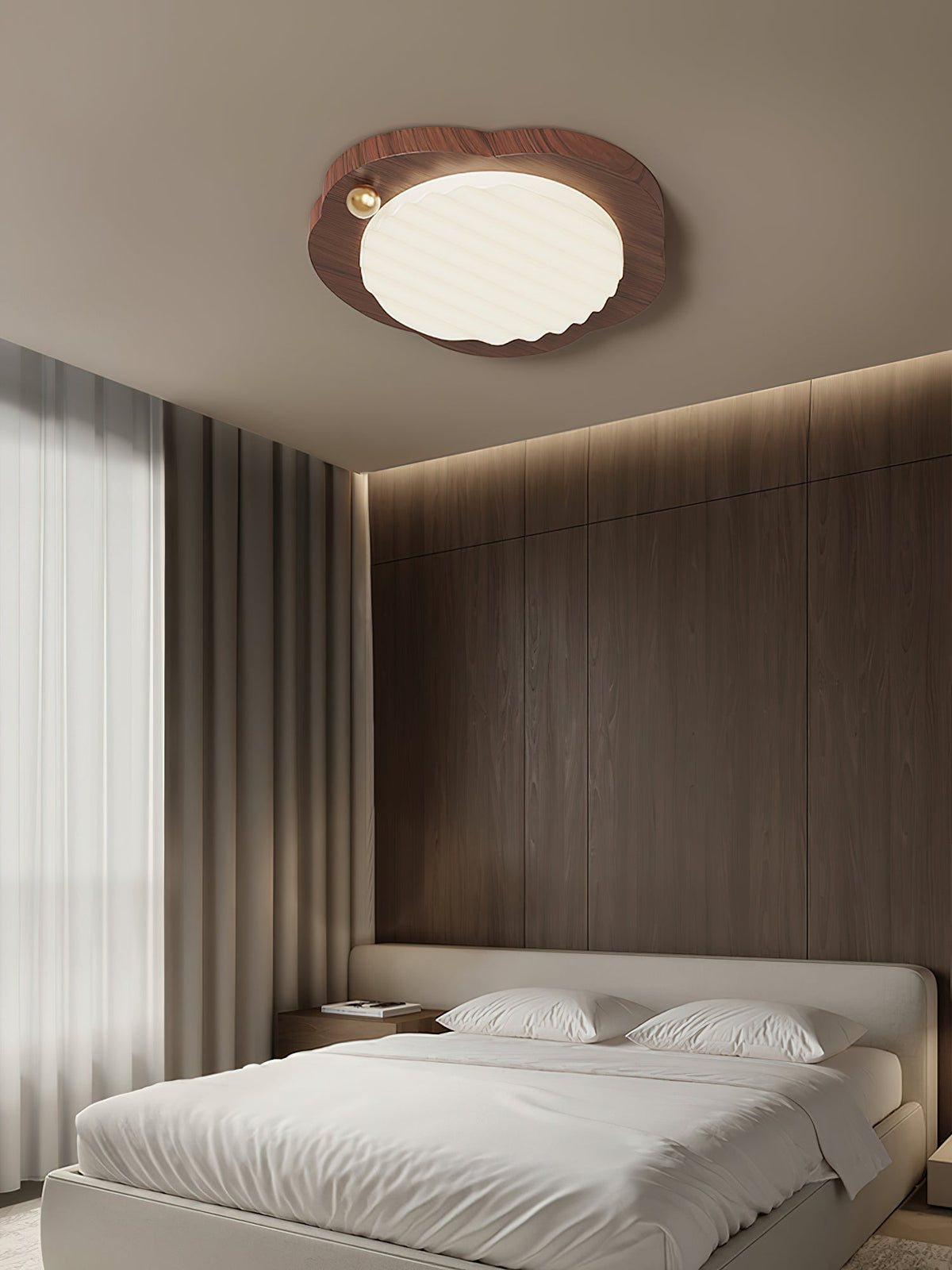 Niseko Ceiling Lamp Wood Finish With Cloud-Like