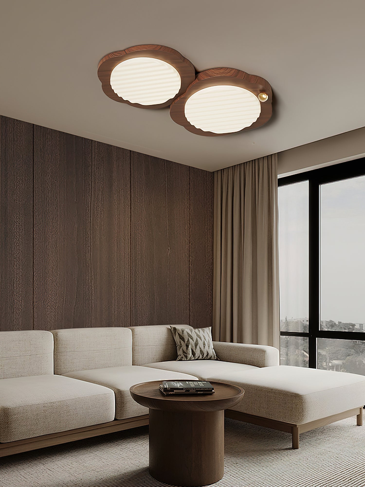 Niseko Ceiling Lamp Wood Finish With Cloud-Like