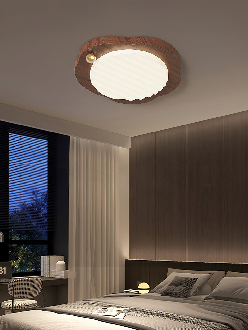 Niseko Ceiling Lamp Wood Finish With Cloud-Like