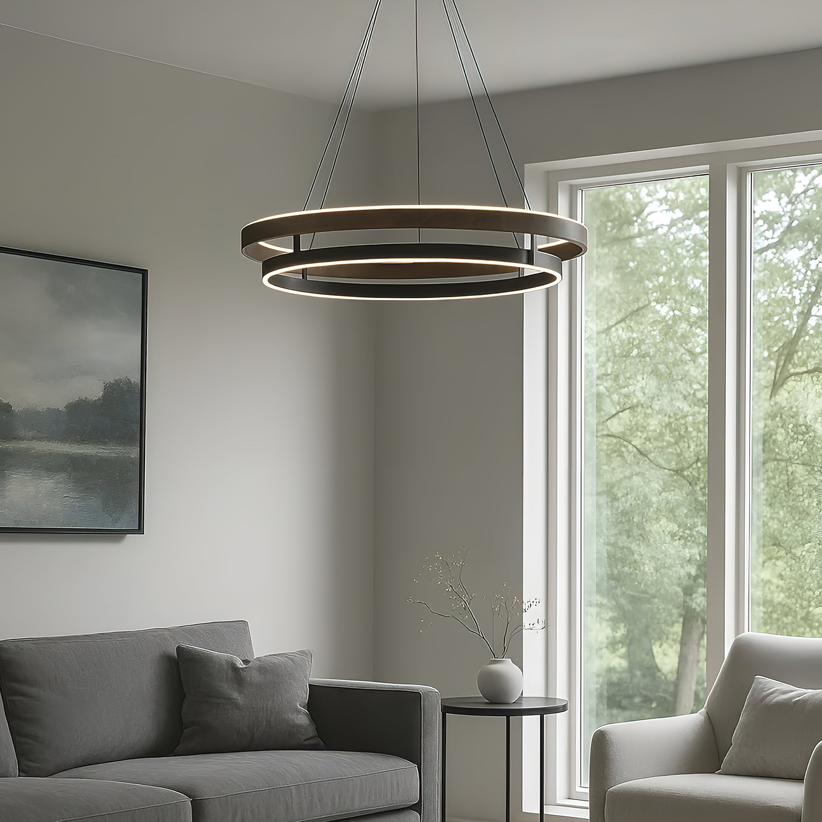 Niseko Chandelier Double Ring Design With LED Glow - image 4