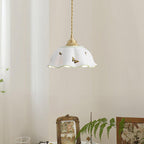 Pendant Lamp Ceramic Petal Shade Hand Painted Butterflies Vintage Charm