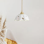 Pendant Lamp Ceramic Petal Shade Hand Painted Butterflies Vintage Charm