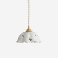 Pendant Lamp Ceramic Petal Shade Hand Painted Butterflies Vintage Charm