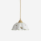 Pendant Lamp Ceramic Petal Shade Hand Painted Butterflies Vintage Charm