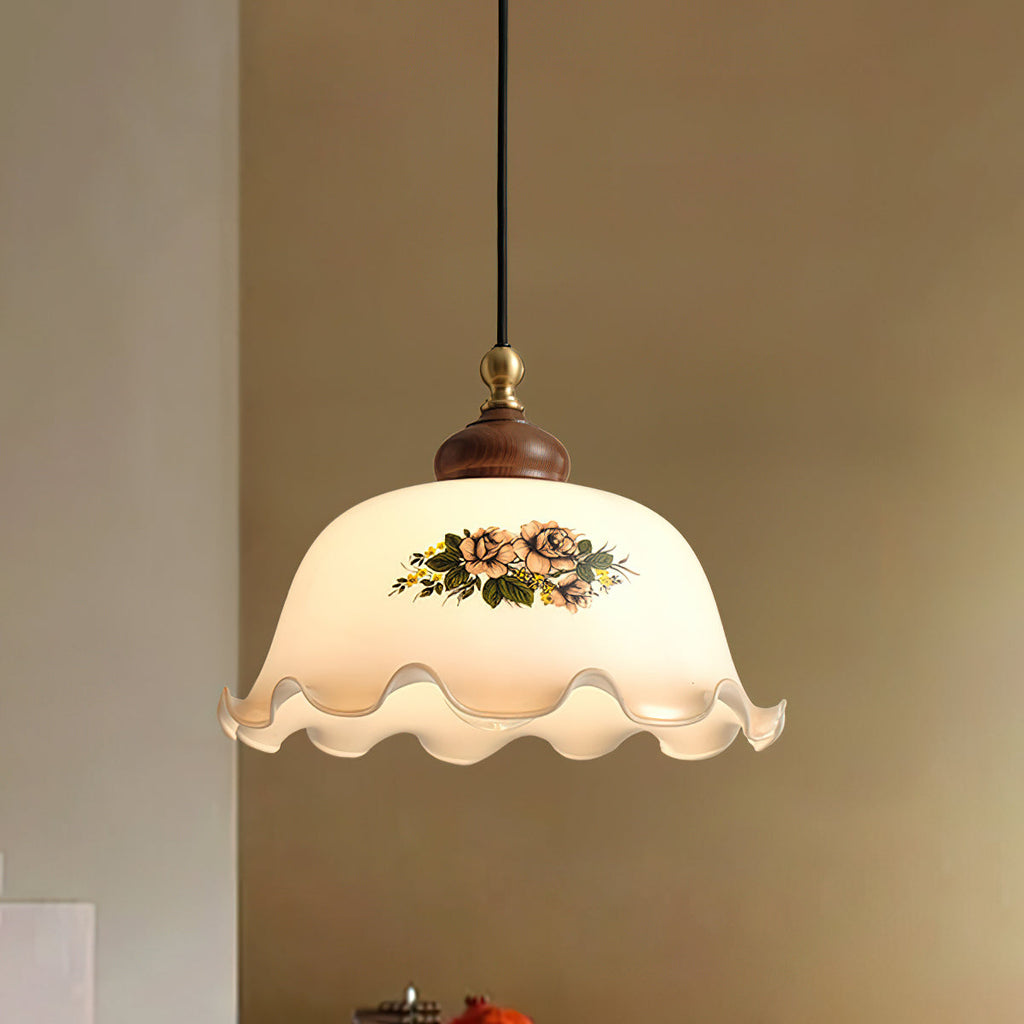 Belvia Vintage Floral Glass Pendant Light