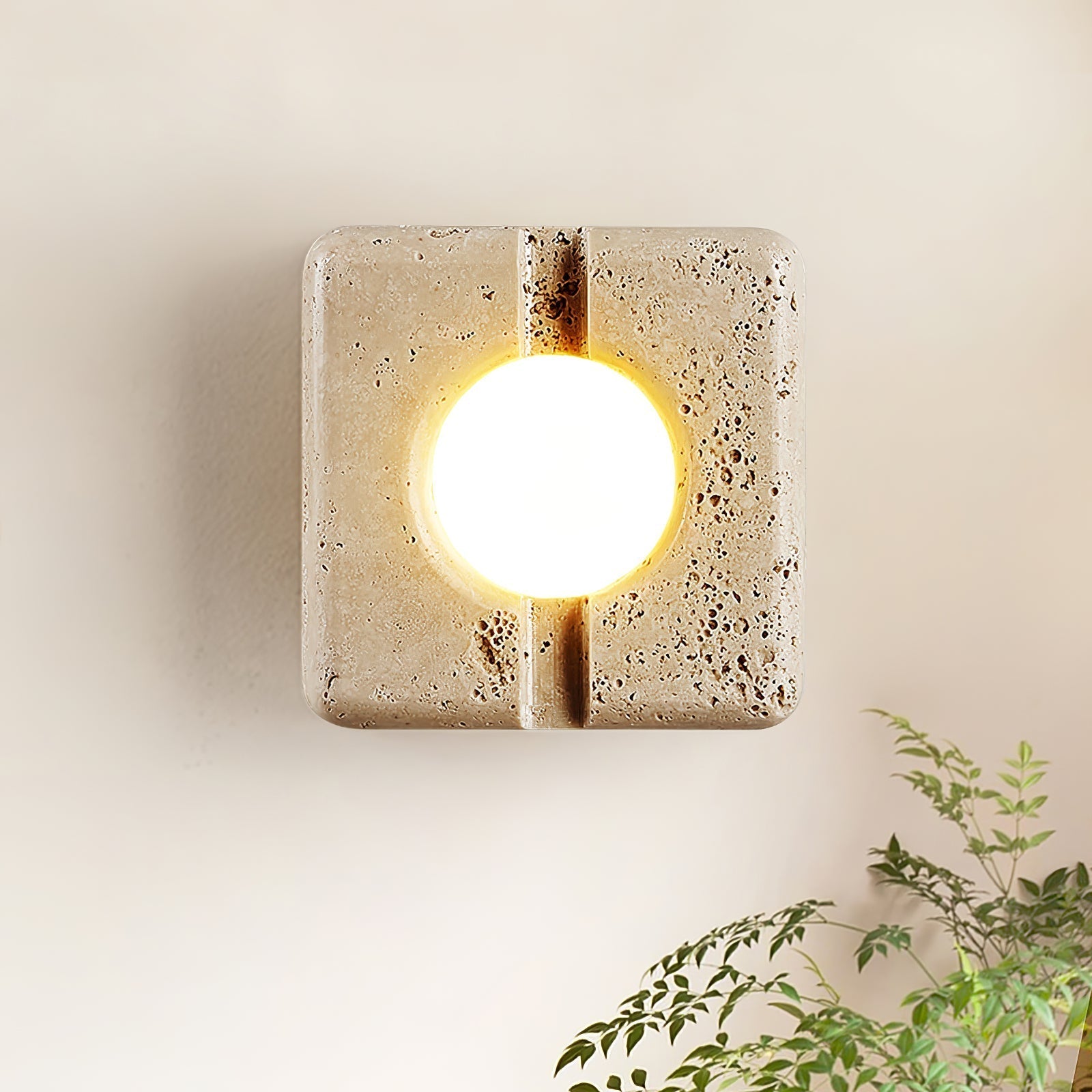 Olvenan Square Travertine Wall Light