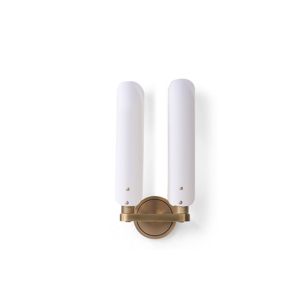 Norwalk Wall Lamp Brass Base With Dual Glass Shades For Hallways