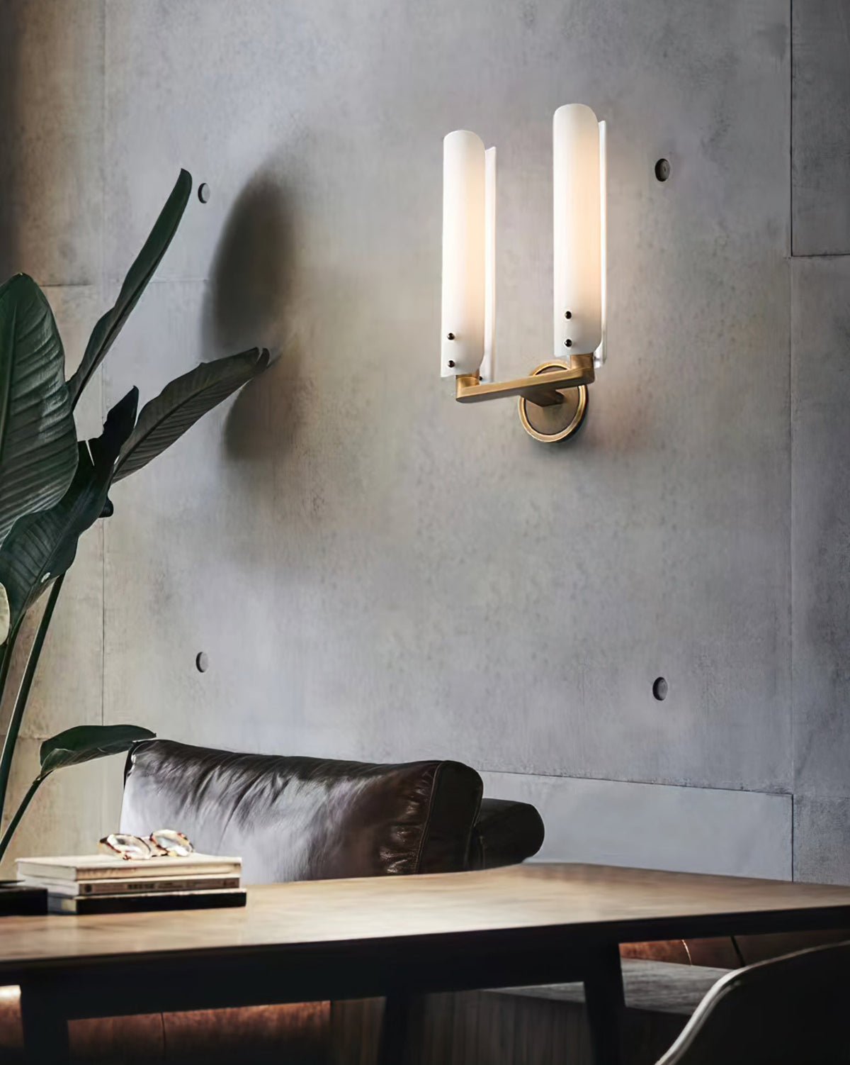 Norwalk Wall Lamp Brass Base With Dual Glass Shades For Hallways